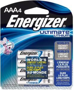 BATTERY; ENERGIZER AAA LITHIUM 4 PK