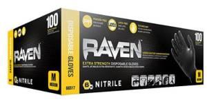 GLOVE; RAVEN BLK 6MIL BX OF 100 NITRILE S-2XL	